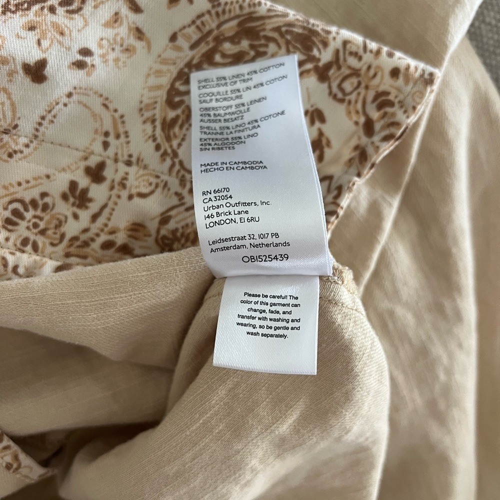 ANTHROPOLOGIE Pilcro Blazer Womens Medium Linen Blend Relaxed Flax Tan Jacket - Picture 5 of 6
